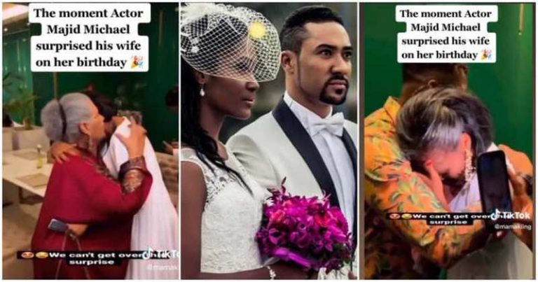 Majid Michel causes stir after pulling a beautiful surprise on wife on her birthday