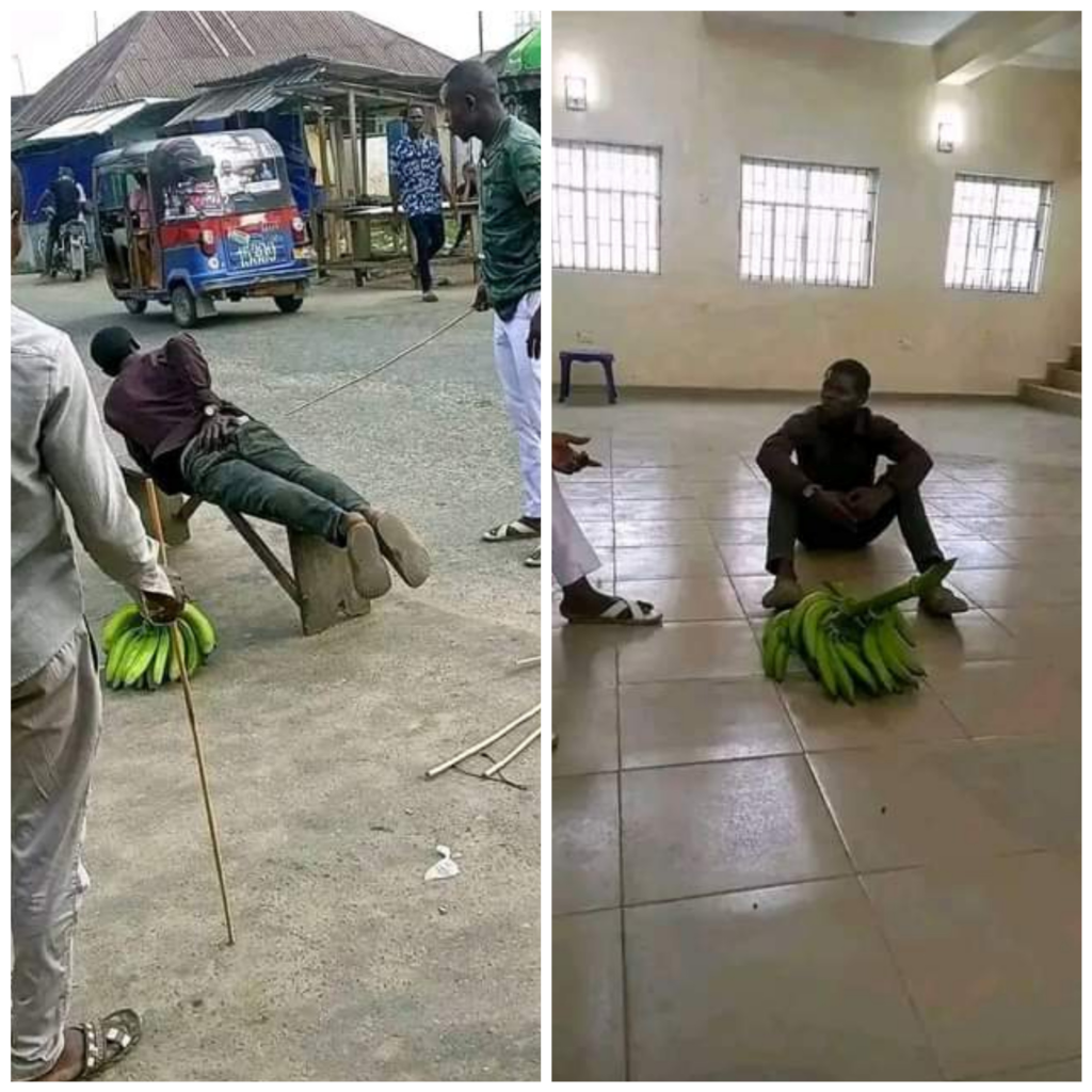 Man caned for stealing a bunch of plantain [Photos]