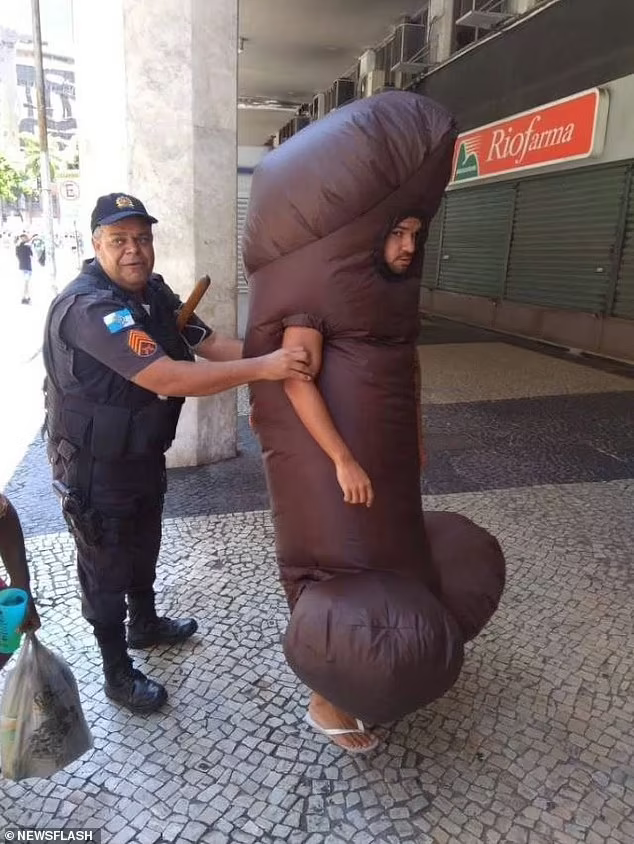 Man dressed in 7ft penis arrested