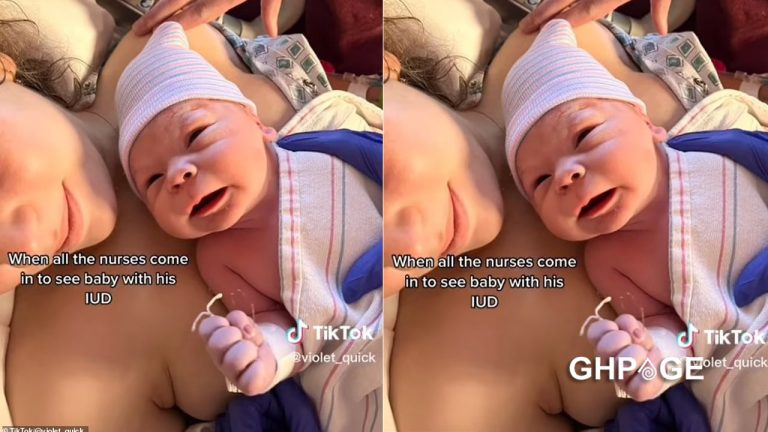 Woman on birth control gives birth to baby holding IUD