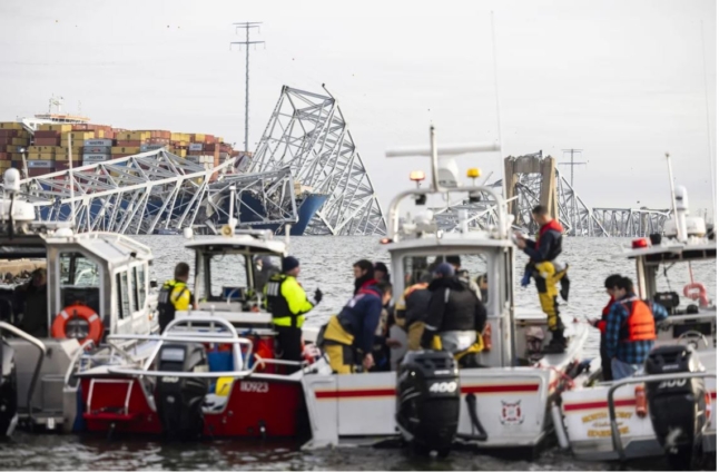 Cargo ship collides with Baltimore bridge; six missing after collapse