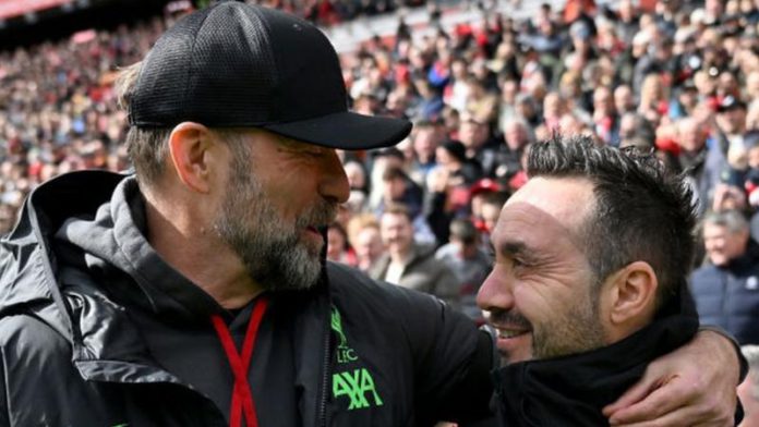 Liverpool 2-1 Brighton: Jurgen Klopp says Roberto de Zerbi is ‘turning football upside down’