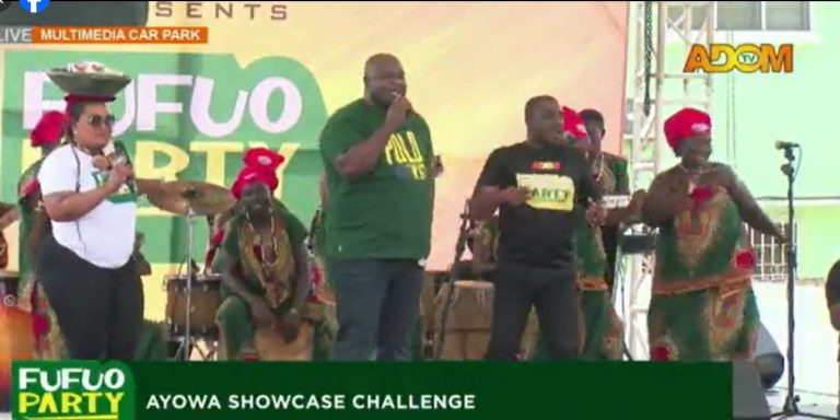 Adom presenters take over live band for Ayowa challenge