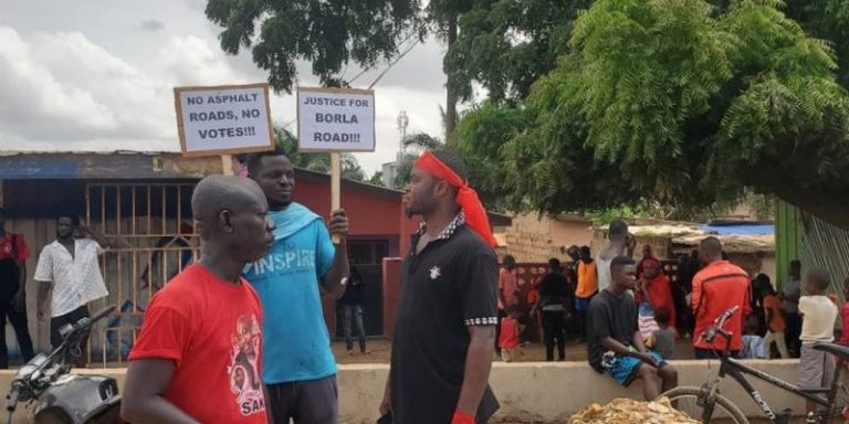 No road, no vote – Mallam residents protest over poor roads